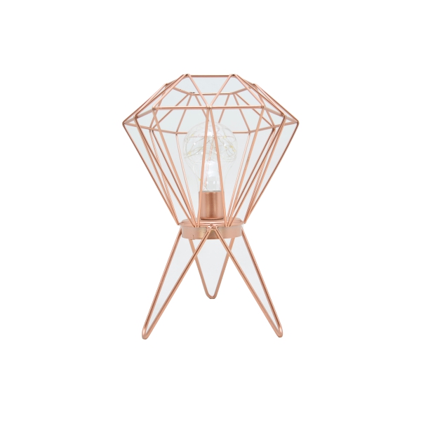 Luminária Metal Diamante Tripé Rosé Gold